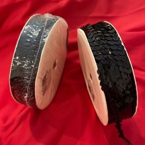 Sold Sequins 2 ROLLS  VTG Styleit 9 Yards 1/4" Sequins solid Black 18yards total